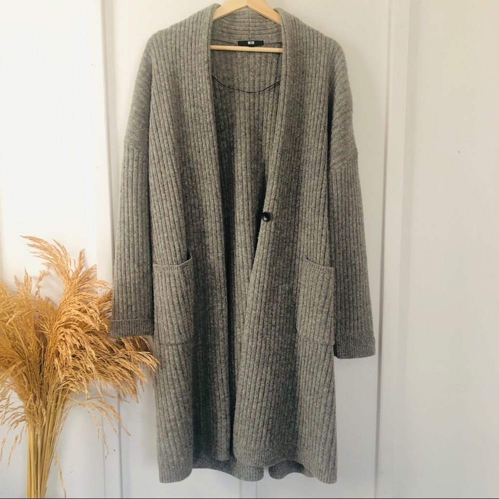 Uniqlo Grey Wool Cardigan